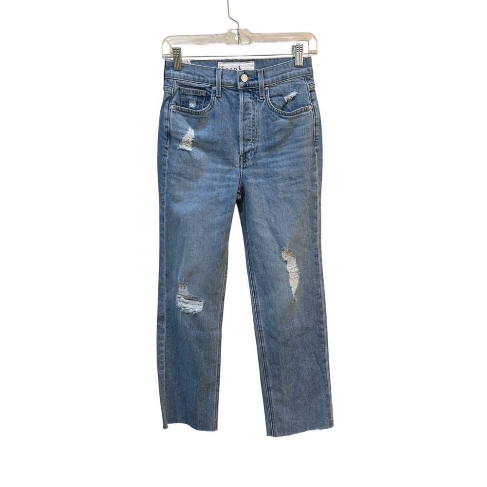 Frank & Eileen The Monaghan Raw Hem Crop Straight Distressed Mom Jeans Size 24